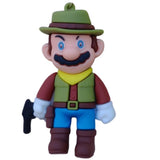 3D PVC Figure Keychain - Super Mario - Hunter Mario Holding Pistol