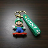 3D PVC Figure Keychain - Super Mario - Luigi On Skateboard