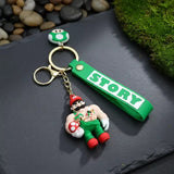 3D PVC Figure Keychain - Super Mario - Mario Shirtless Holding Mushroom Trophies