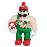 3D PVC Figure Keychain - Super Mario - Mario Shirtless Holding Mushroom Trophies