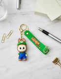 3D PVC Figure Keychain - Super Mario - Tanooki Luigi With M Hat