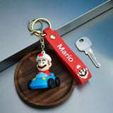 3D PVC Figure Keychain - Super Mario - Fire Mario In Kart
