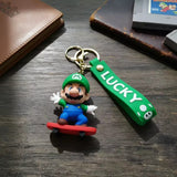 3D PVC Figure Keychain - Super Mario - Luigi On Skateboard Variant 2