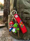 3D PVC Figure Keychain - Super Mario - Classic Mario And Winking Yoshi