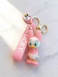3D PVC Figure Keychain - Mickey and Friends - Chibi Daisy Duck Pink
