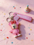 3D PVC Figure Keychain - Mickey and Friends - Minnie Mouse Pink Hoodie