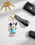 3D PVC Figure Keychain - Mickey and Friends - Minnie Mouse Blue Dress