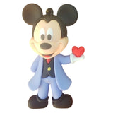 3D PVC Figure Keychain - Mickey and Friends - Mickey Blue Suit Holding Heart