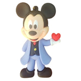 3D PVC Figure Keychain - Mickey and Friends - Mickey Blue Suit Holding Heart