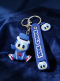 3D PVC Figure Keychain - Mickey and Friends - Donald Duck Blue Hoodie Sitting