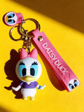 3D PVC Figure Keychain - Mickey and Friends - Chibi Daisy Duck Purple Top