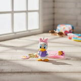 3D PVC Figure Keychain - Mickey and Friends - Chibi Daisy Duck Purple Dress