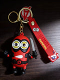 3D PVC Figure Keychain - Minions - Deadpool Minion Holding Katana