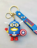 3D PVC Figure Keychain - Minions Cap America - Minion Captain America Waving Shield
