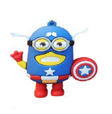 3D PVC Figure Keychain - Minions Cap America - Minion Captain America Waving Shield