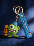 3D PVC Figure Keychain - Monster University - Mike Wazowski Scaring With Canister