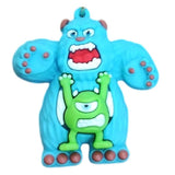 3D PVC Figure Keychain - Monsters Inc - Sulley Roaring Mike Scared