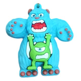 3D PVC Figure Keychain - Monsters Inc - Sulley Roaring Mike Scared