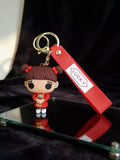 3D PVC Figure Keychain - Monsters Inc - Boo Holding Mike Toy