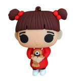 3D PVC Figure Keychain - Monsters Inc - Boo Holding Mike Toy