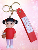 3D PVC Figure Keychain - Monsters Inc - Boo Holding Mike Toy Variant 2