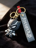 3D PVC Figure Keychain - Pantera Negra Superheroes - Chibi Black Panther Grey