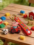 3D PVC Figure Keychain - Peppa Pig - Grandpa Pig Driving Tractor