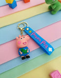 3D PVC Figure Keychain - Peppa Pig - George Pig Holding Dinosaur