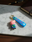 3D PVC Figure Keychain - Peppa Pig - George Pig Holding Dinosaur