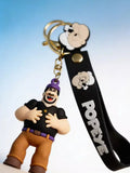 3D PVC Figure Keychain - Popeye - Bluto Purple Hat Laughing
