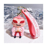 3D PVC Figure Keychain - One Piece - Donquixote Doflamingo Chibi with Pink Feather Coat