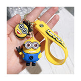 3D PVC Figure Keychain - Minions - Minion Waving, With Round Minion Face Charm