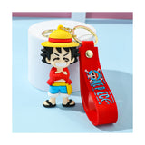 3D PVC Figure Keychain - One Piece - Monkey D. Luffy Chibi with Straw Hat and Red Shirt
