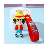 3D PVC Figure Keychain - One Piece - Monkey D. Luffy Chibi with Straw Hat and Red Shirt