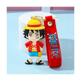 3D PVC Figure Keychain - One Piece - Monkey D. Luffy Chibi with Straw Hat and Red Shirt