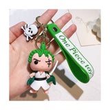 3D PVC Figure Keychain - One Piece - Roronoa Zoro Chibi with Green Cape and Sword