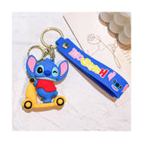 3D PVC Figure Keychain - Lilo & Stitch - Stitch Winking On Yellow Scooter