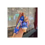 3D PVC Figure Keychain - Lilo & Stitch - Stitch Sitting On Green Candy With Yellow Hat