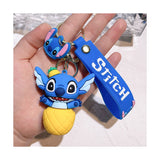 3D PVC Figure Keychain - Lilo & Stitch - Stitch With Pineapple Hat And Base