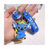 3D PVC Figure Keychain - Lilo & Stitch - Stitch With Pineapple Hat And Base