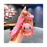 3D PVC Figure Keychain - Lilo & Stitch - Angel Pink Sitting