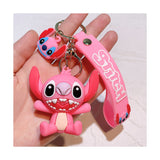 3D PVC Figure Keychain - Lilo & Stitch - Angel Pink Sitting