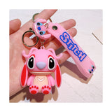 3D PVC Figure Keychain - Lilo & Stitch - Angel Pink Sitting