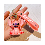 3D PVC Figure Keychain - Lilo & Stitch - Angel Pink Sitting