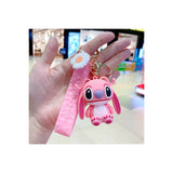 3D PVC Figure Keychain - Lilo & Stitch - Angel Pink Sitting