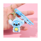 3D PVC Figure Keychain - Lilo & Stitch - Stitch Fluffy Blue Hoodie with Pineapple