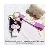 3D PVC Figure Keychain - Sanrio - Kuromi Pink Bow Heart Eyes