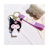 3D PVC Figure Keychain - Sanrio - Kuromi Pink Bow Heart Eyes