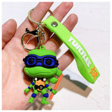 3D PVC Figure Keychain - Teenage Mutant Ninja Turtles - Donatello Chibi with Glasses and Bo Staff