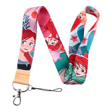 The Little Mermaid Ariel with Pink Floral Background lanyard
